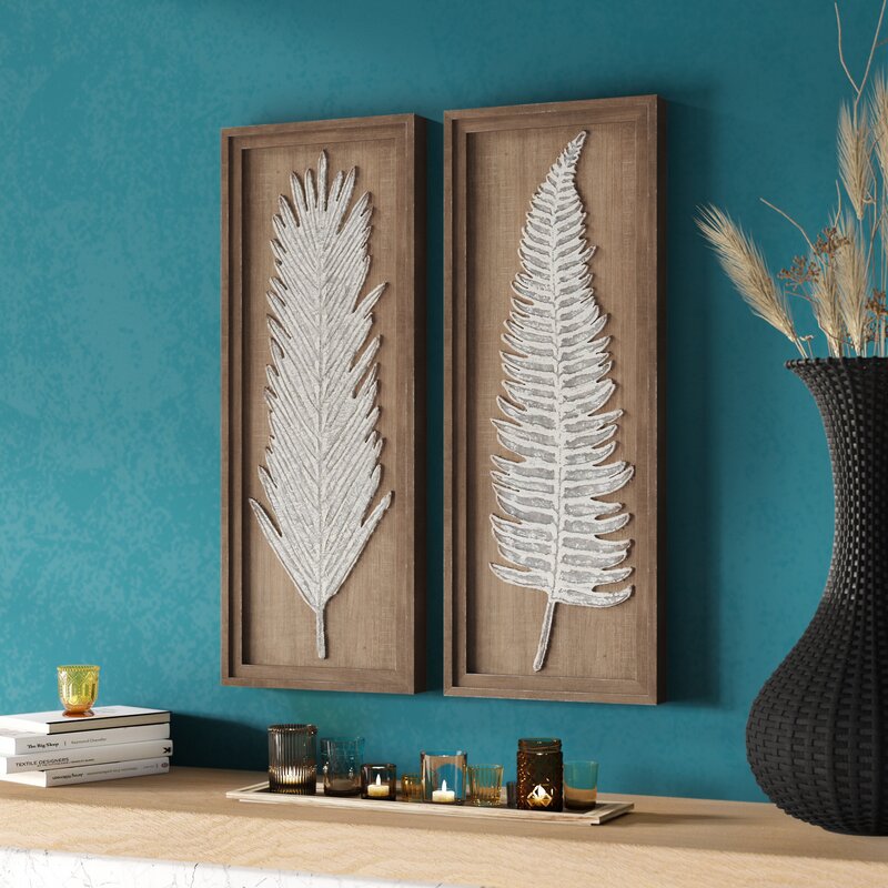 Mistana 2 Piece Natural Leaves Framed Wall Decor Set & Reviews Wayfair.ca